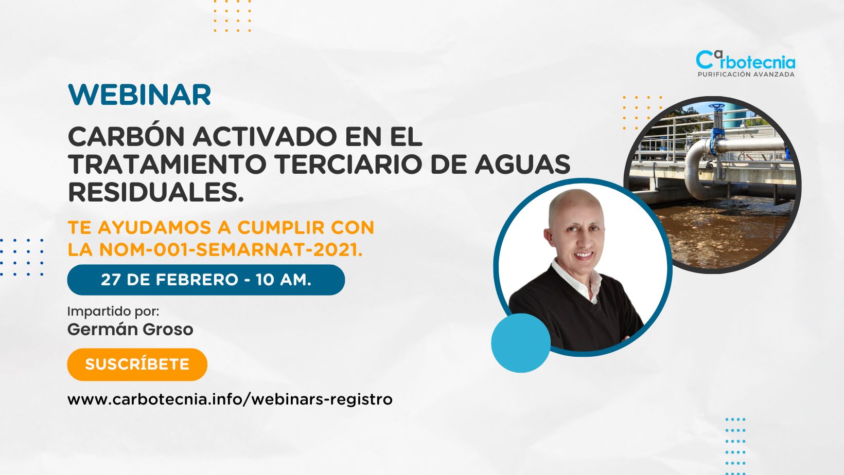 Carbón activado en el tratamiento terciario de aguas residuales.